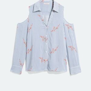 Skies Are Blue Striped Cold Shoulder Blouse